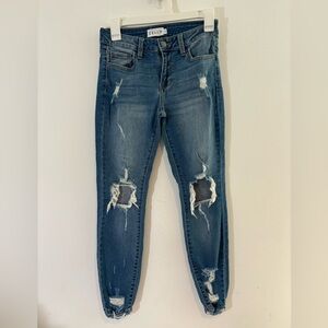 Cello Junior Size 1 Blue Jeans Denim Stretch Straight Leg WV-153290  Distressed